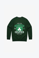 Boston Celtics Washed Kids Crewneck - Forest Green