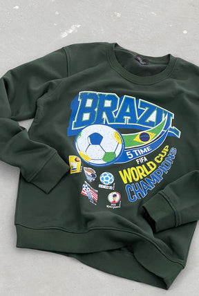 FIFA Historic World Cup Team Brazil Crewneck - Forrest Green