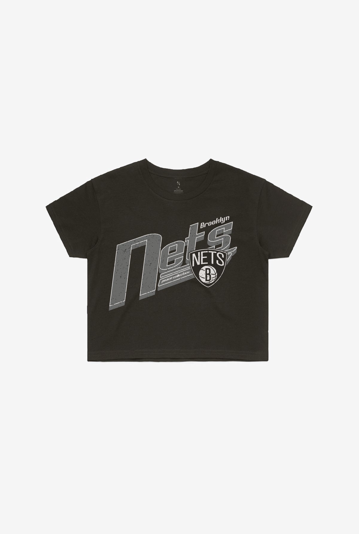 Brooklyn Nets Pigment Dye Cropped T-Shirt - Black