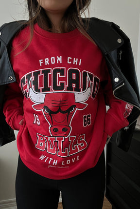 Chicago Bulls Washed Crewneck - Red