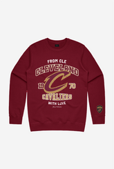 Cleveland Cavaliers Washed Crewneck - Maroon