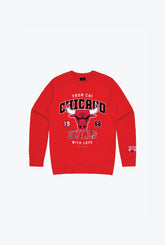 Chicago Bulls Washed Kids Crewneck - Red