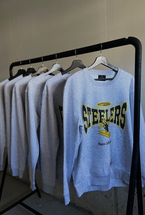 Pittsburgh Steelers Washed Graphic Crewneck - Ash