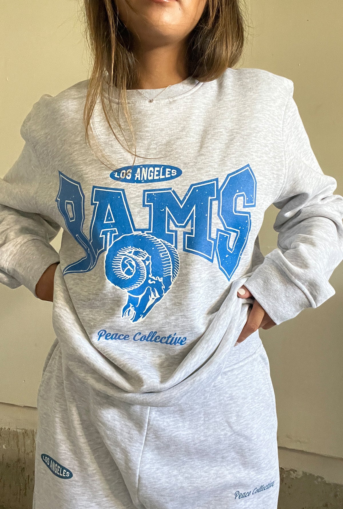 Los Angeles Rams Washed Graphic Crewneck - Ash