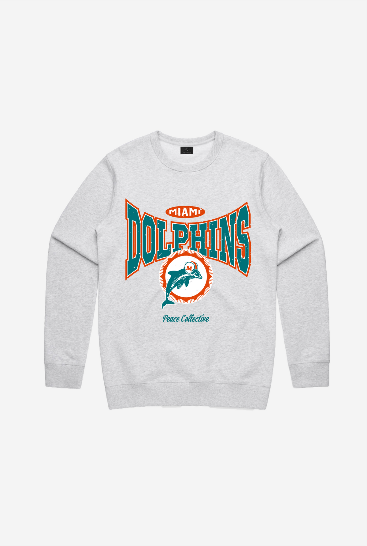Miami Dolphins Washed Graphic Crewneck - Ash