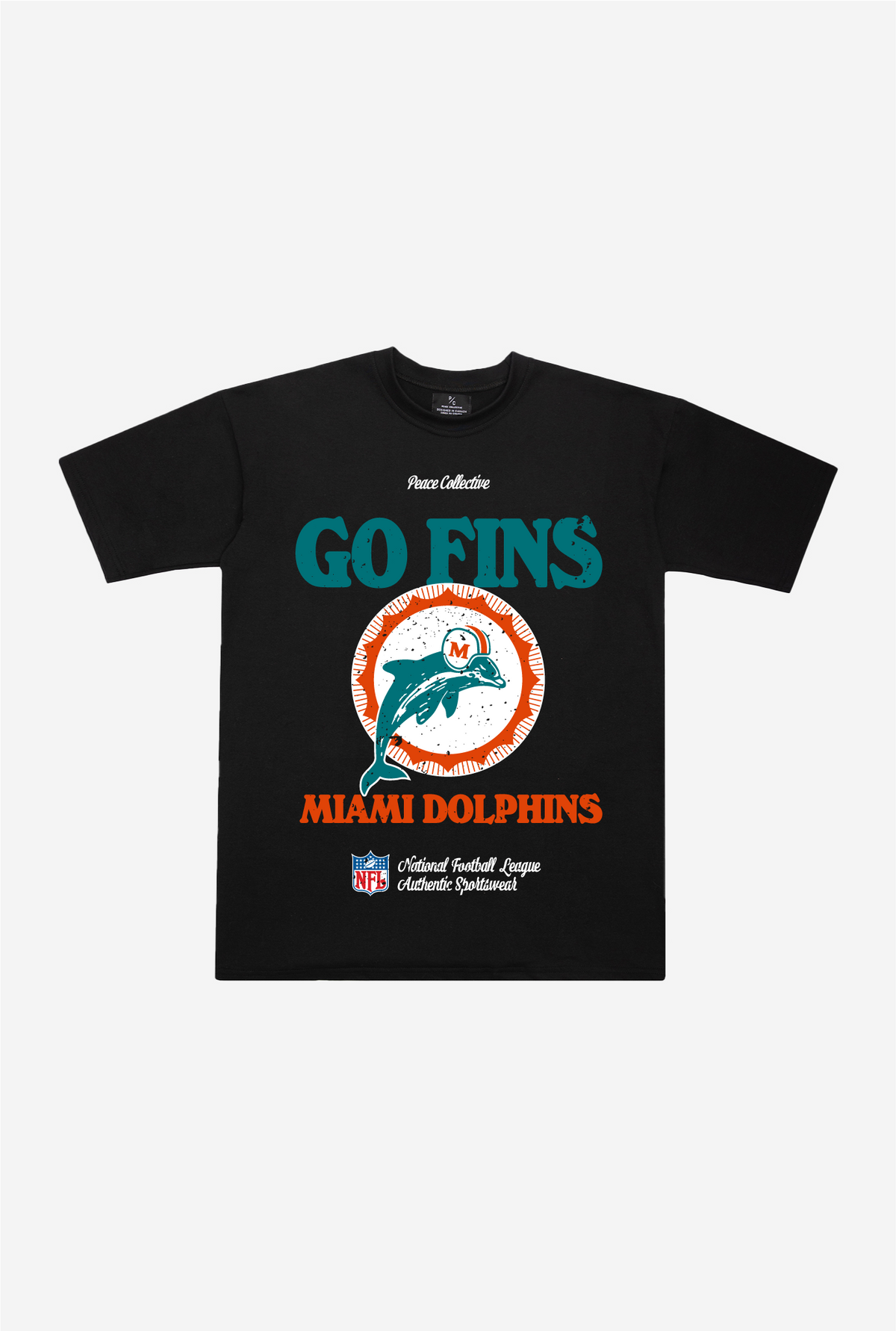 Miami Dolphins Vintage Ad Heavyweight T-Shirt - Black
