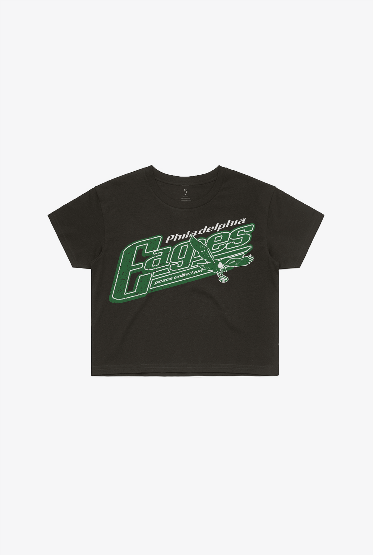 Philadelphia Eagles Garment Dyed Cropped T-Shirt - Black