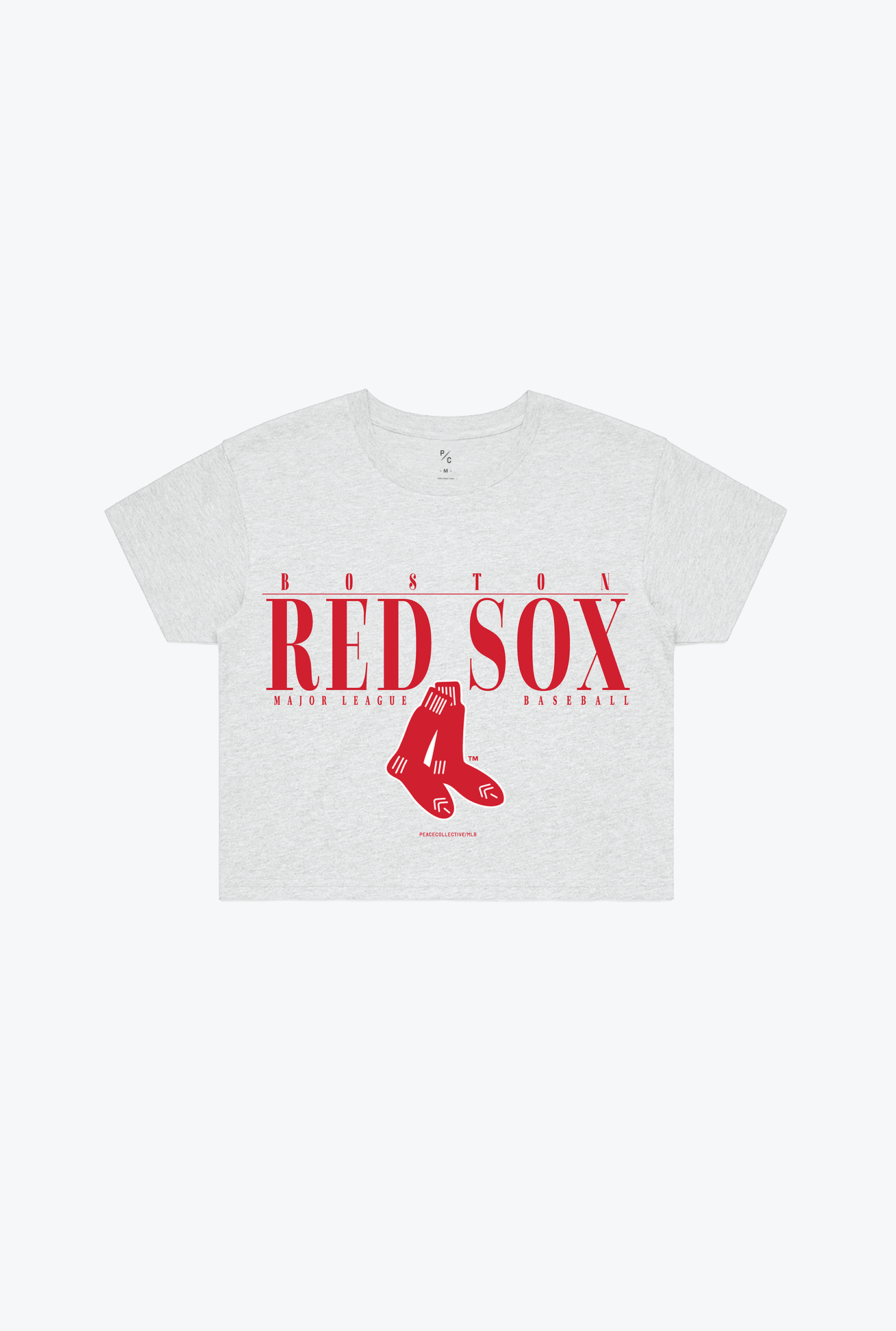 Boston Red Sox Throwback Cropped T-Shirt - Ash