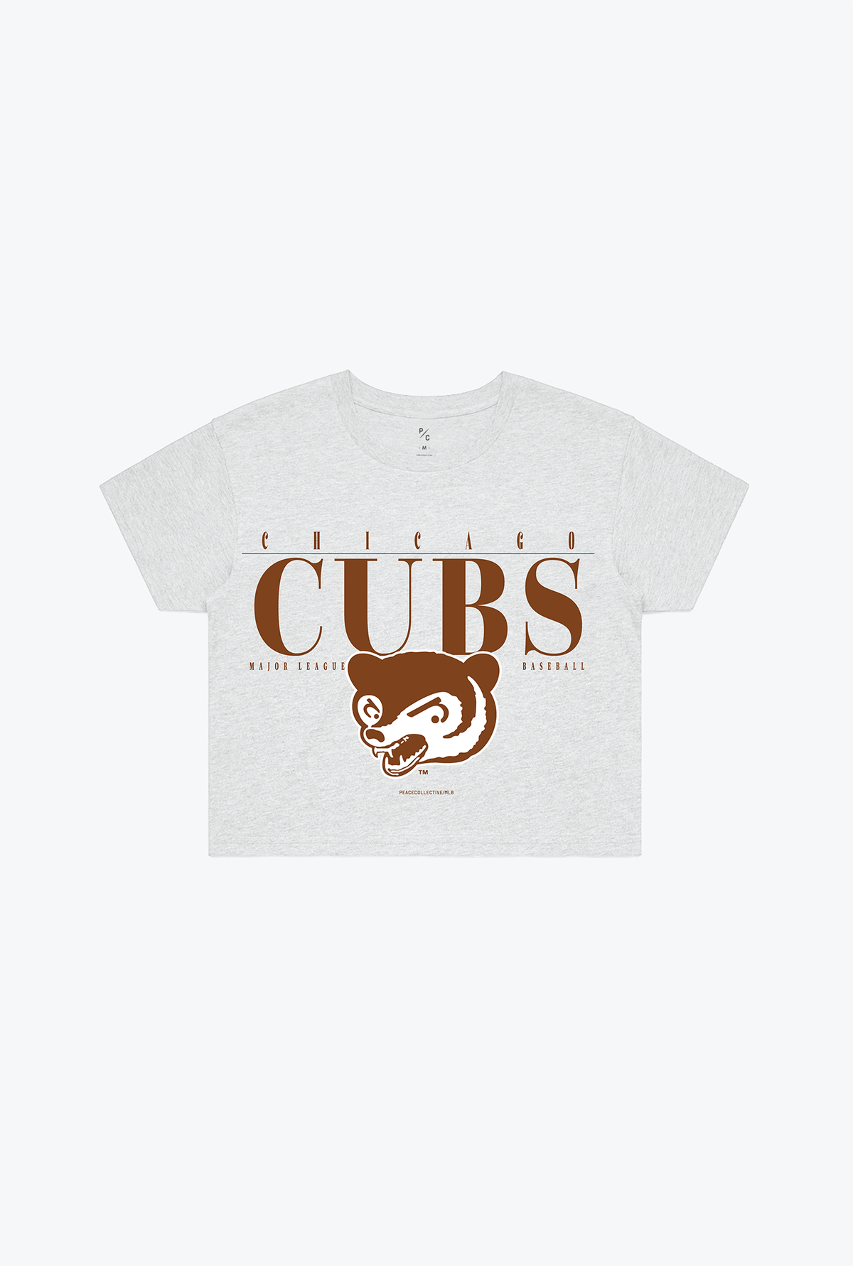 Chicago Cubs Throwback Cropped T-Shirt - Ash
