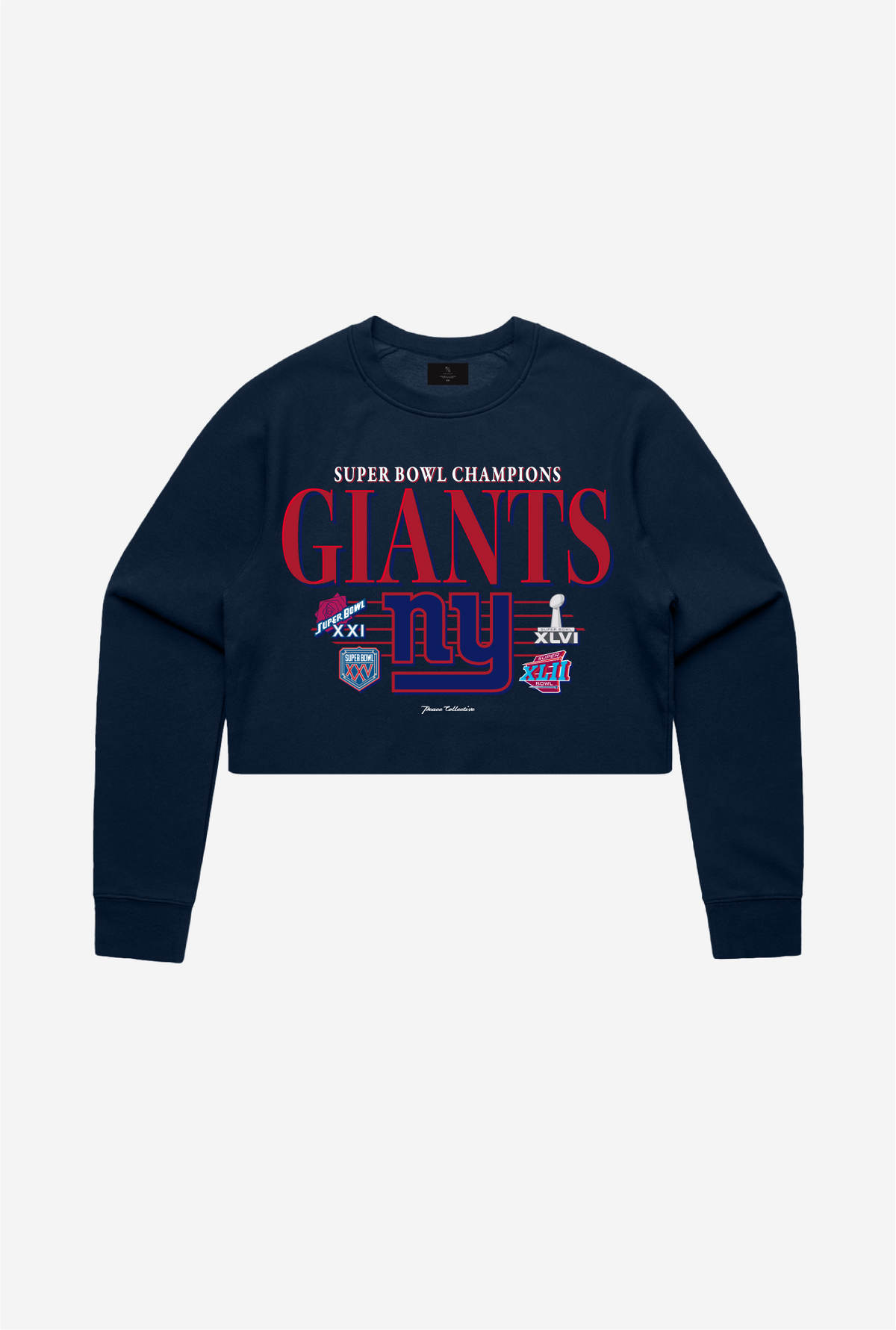 New York Giants Throwback Cropped Crewneck - Navy