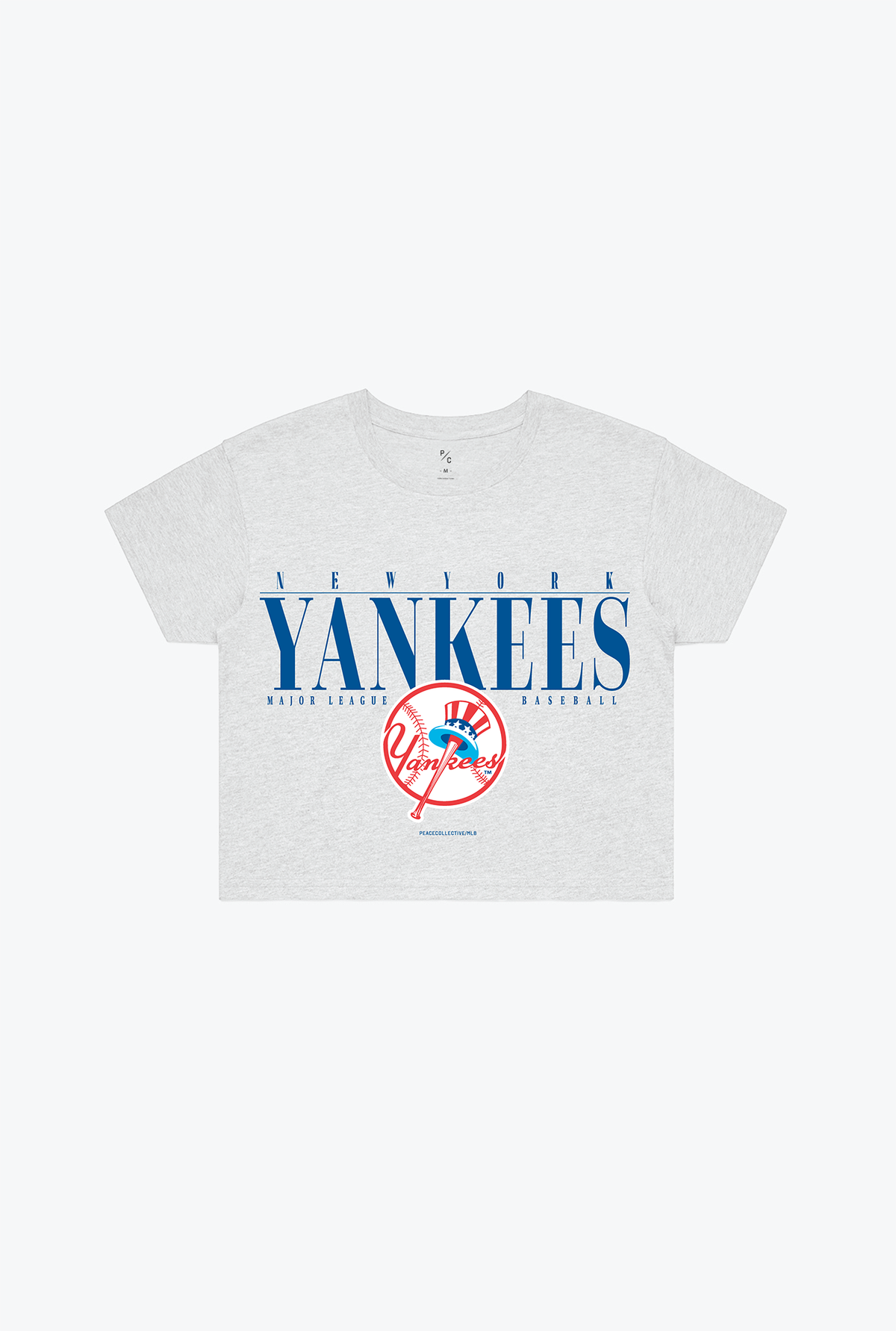 New York Yankees – Kurzes, stückgefärbtes T-Shirt – Aschgrau