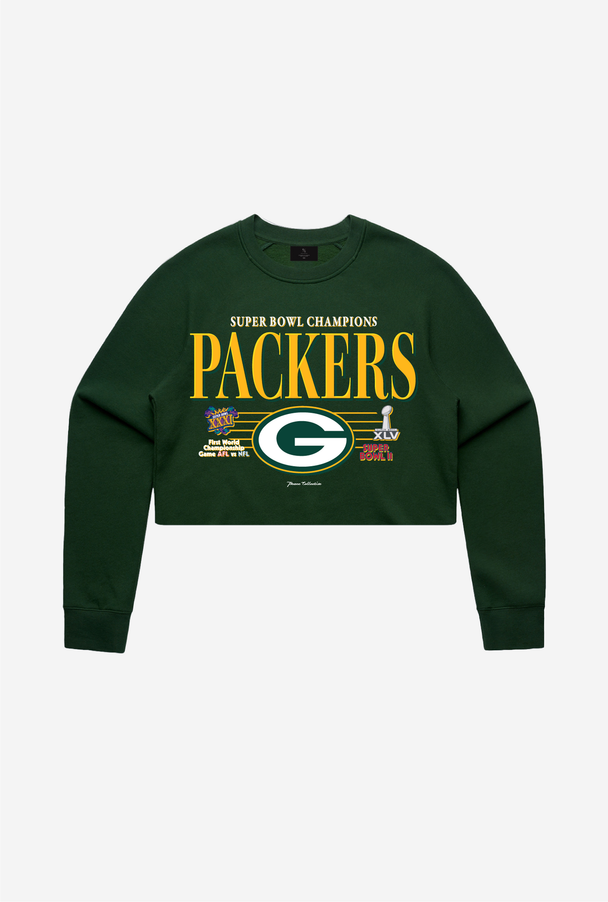 Green Bay Packers Throwback Cropped Crewneck - Forest Green