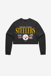 Pittsburgh Steelers Throwback Cropped Crewneck - Black