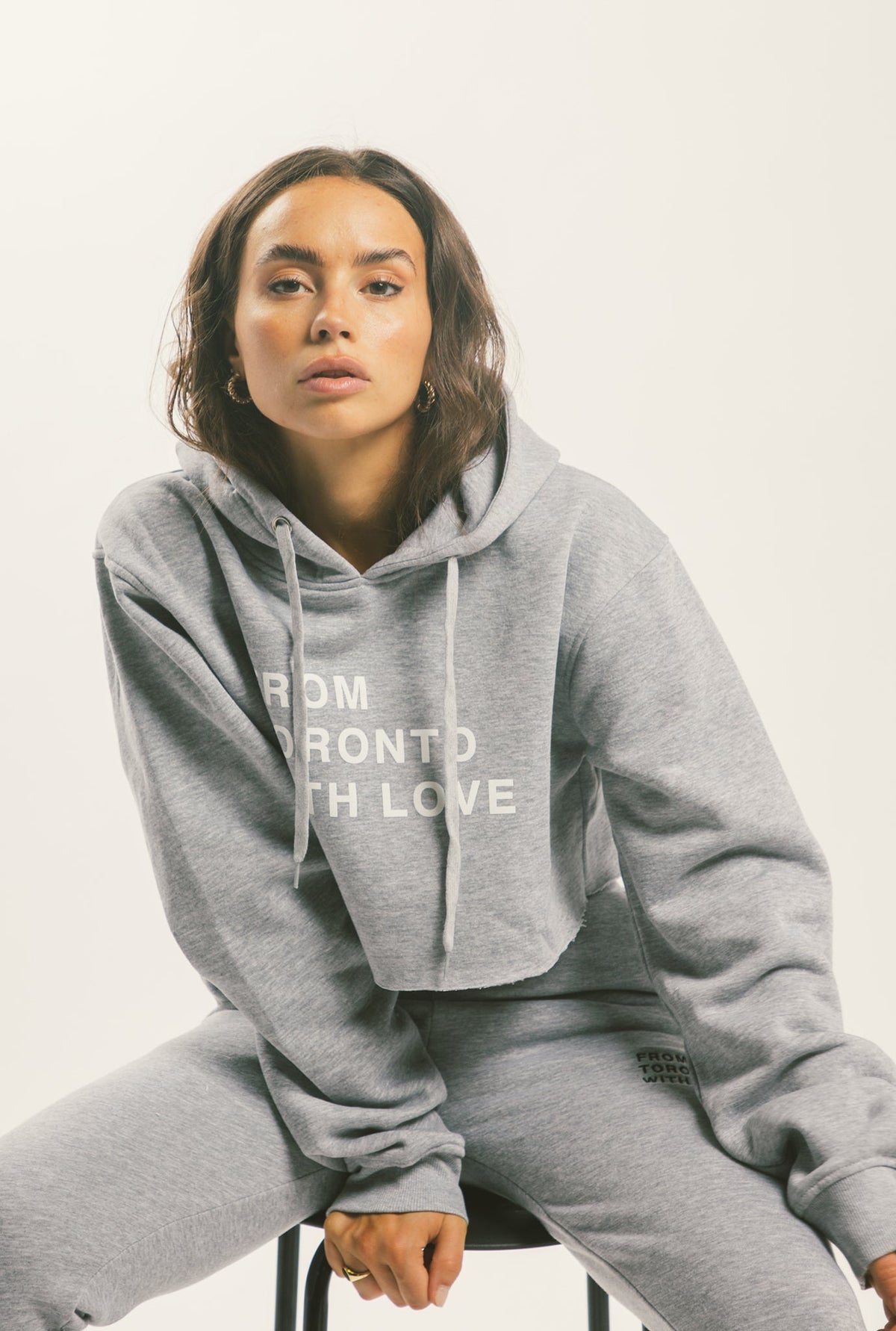 From Toronto With Love Cropped Hoodie - Grey