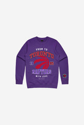 Toronto Raptors Washed Kids Crewneck - Purple