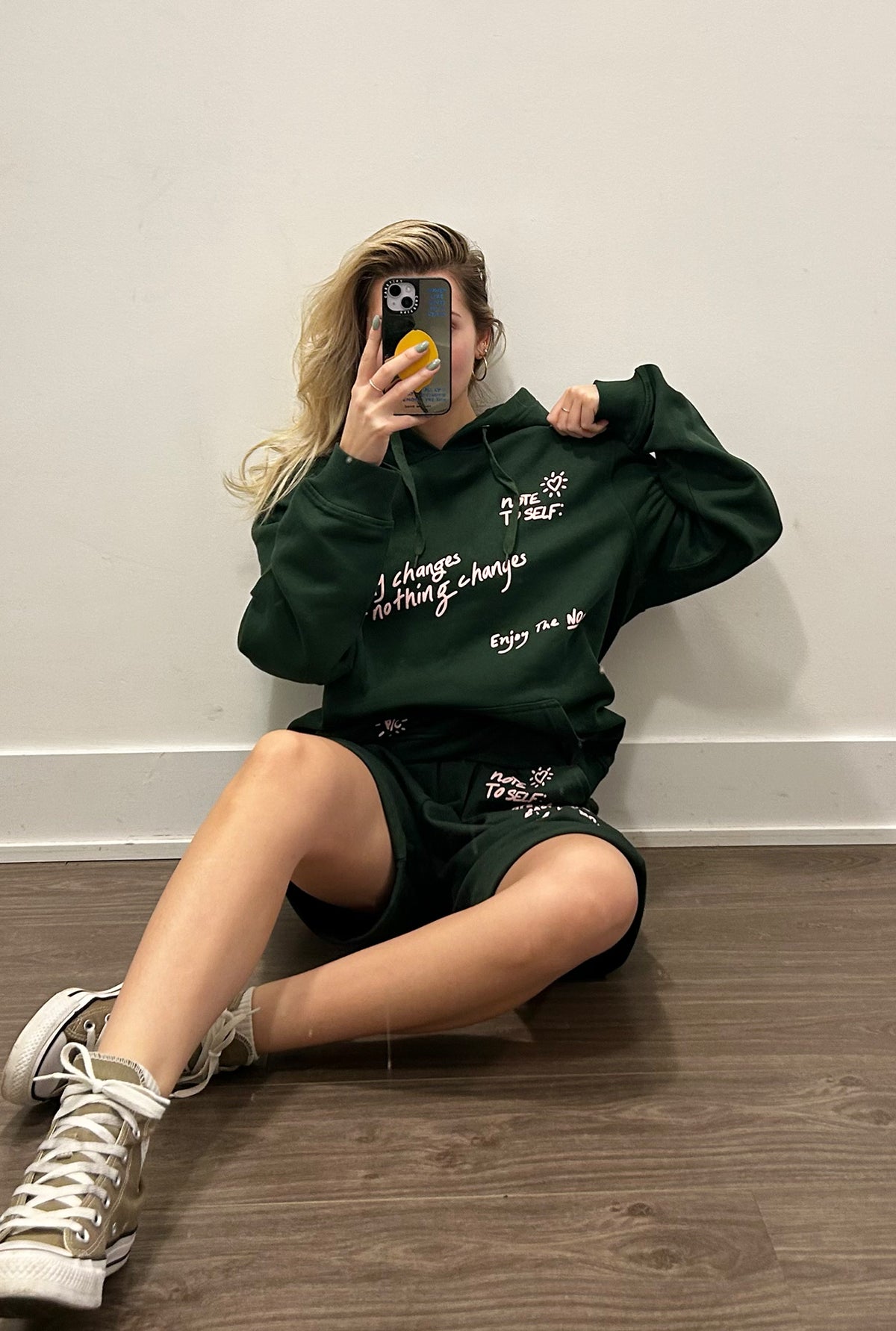 Note to Self Fleece Shorts - Forest Green