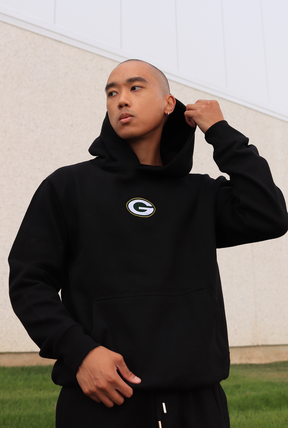 Green Bay Packers Logo Heavyweight Hoodie - Black