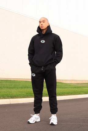 Schwere Jogginghose mit Logo der Green Bay Packers – Schwarz 