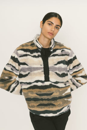 Home is Canada Polar Fleece 1/4 Button Up - Tiger Camo