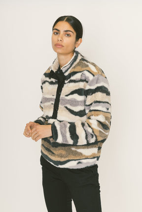 Home is Canada Polar Fleece 1/4 Button Up - Tiger Camo
