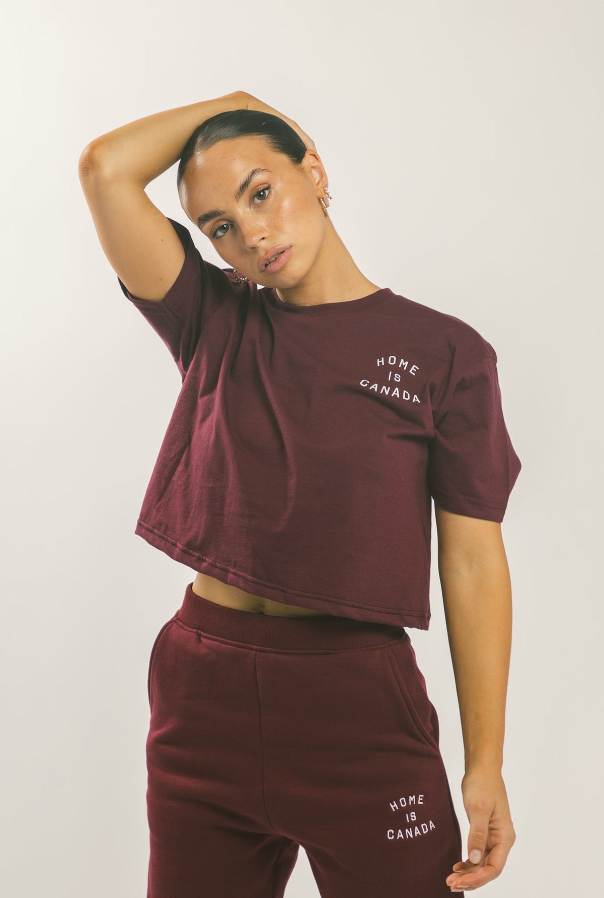Home is Canada Crescent Cropped T-Shirt - Maroon