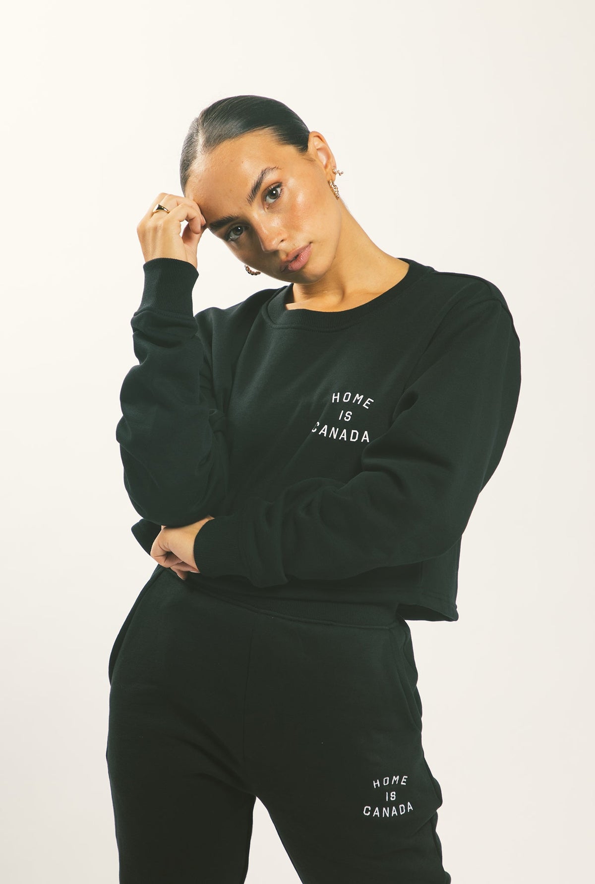 Home is Canada Crescent Cropped Crewneck - Black
