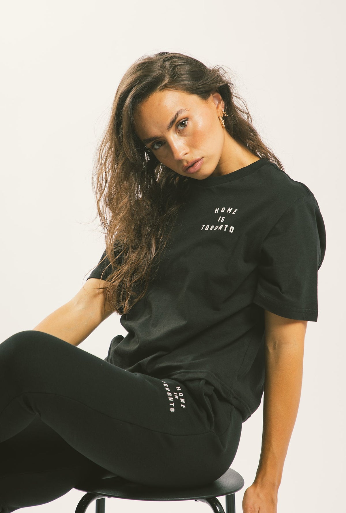 Home is Toronto Crescent Cropped T-Shirt - Black