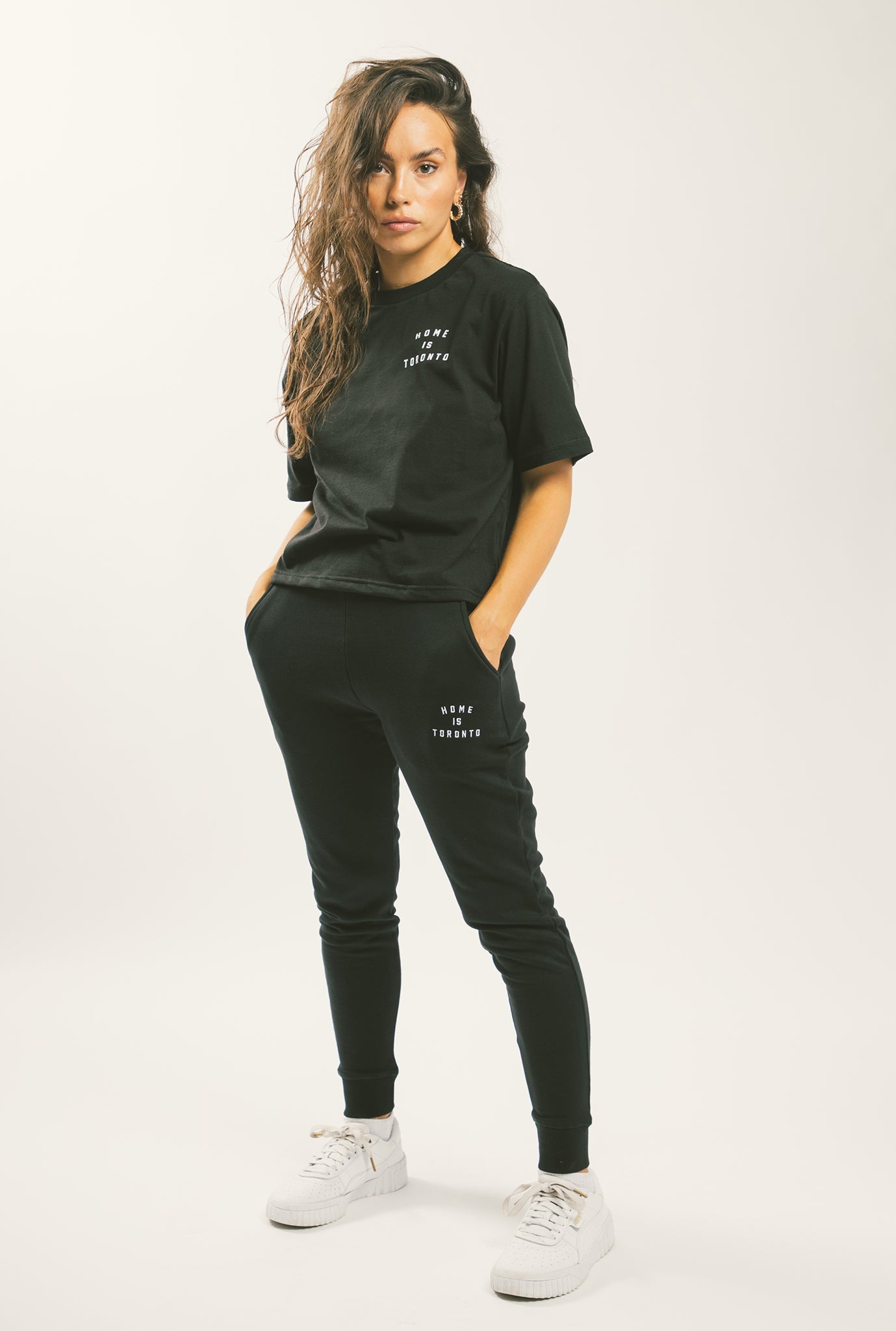 Home is Toronto Crescent Cropped T-Shirt - Black