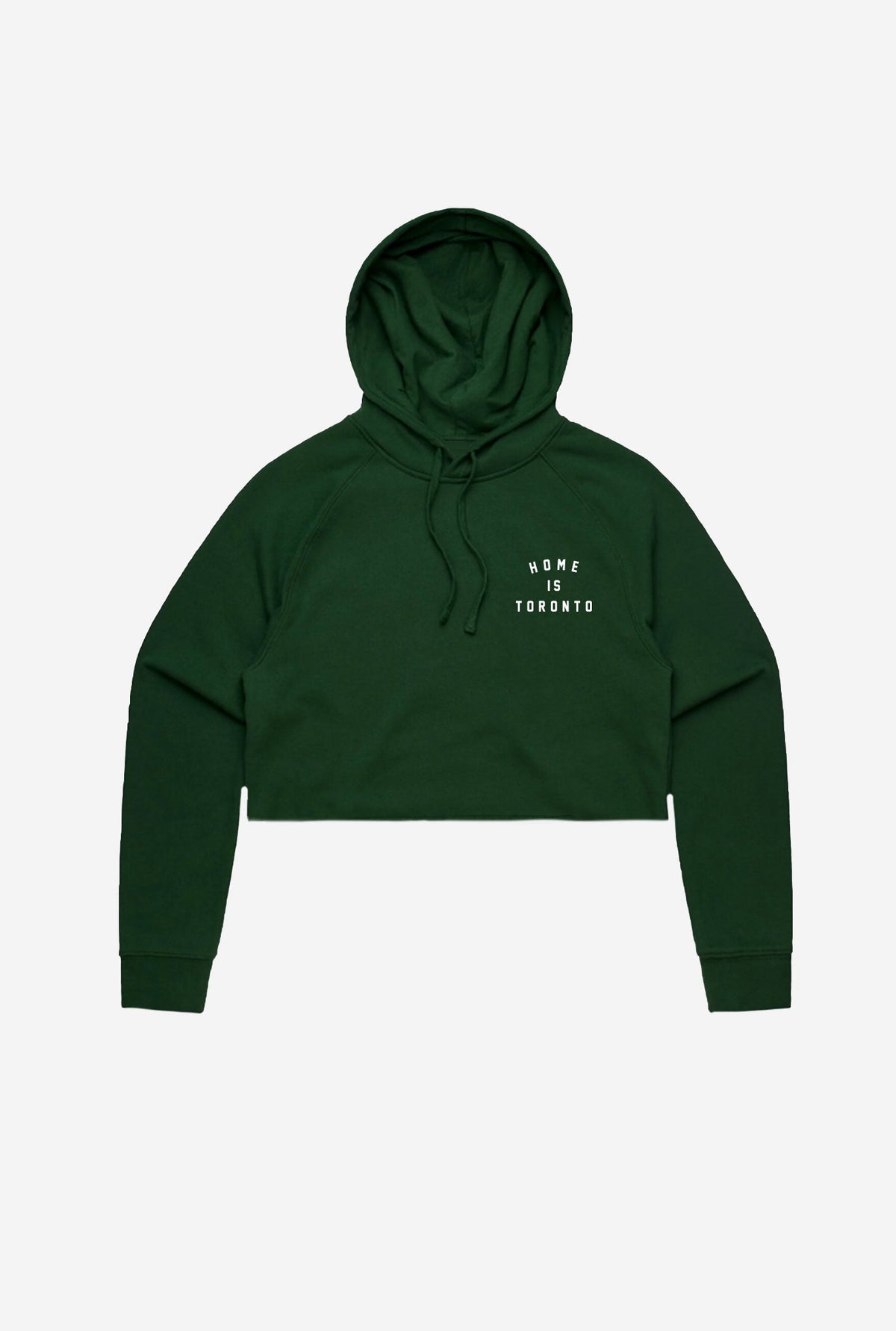 Home is Toronto Crescent Cropped Hoodie - Forest Green