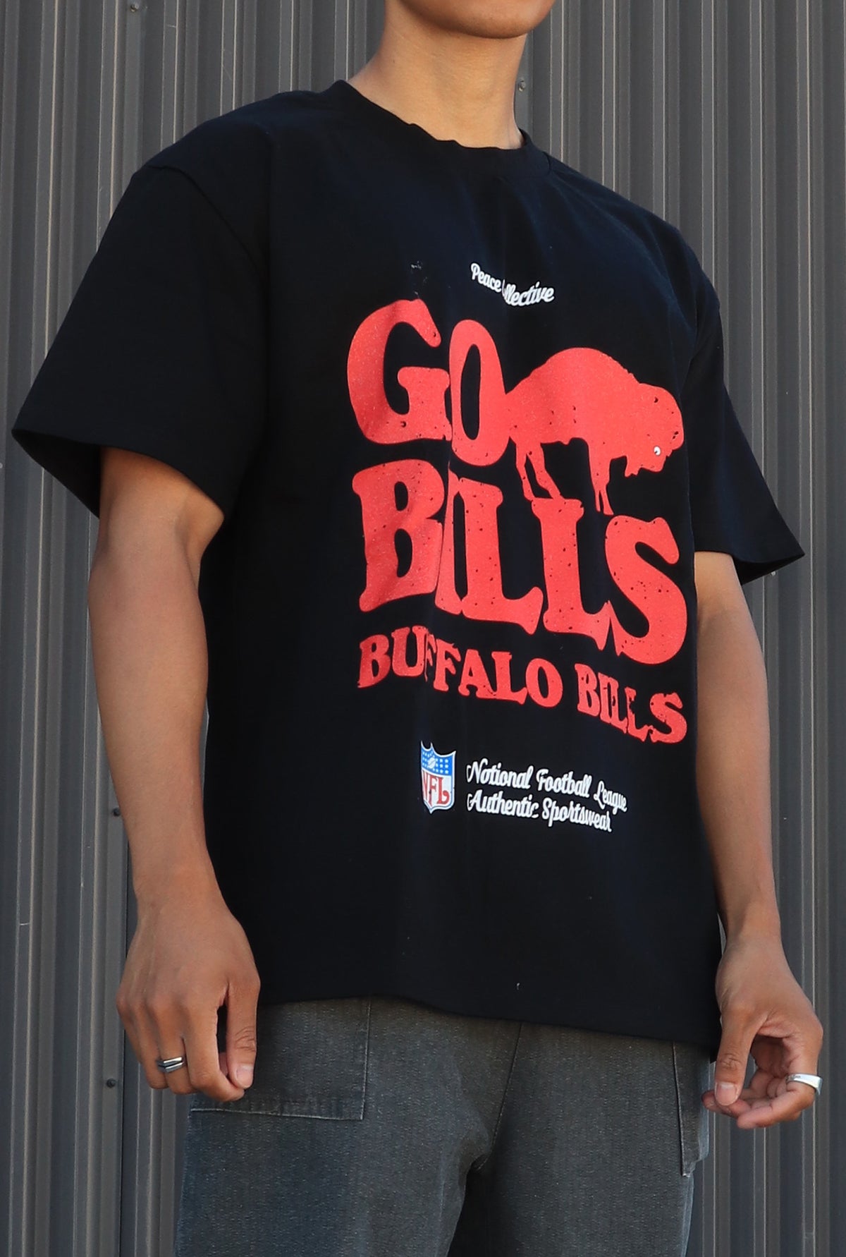 Buffalo Bills Vintage Ad Heavyweight T-Shirt - Black
