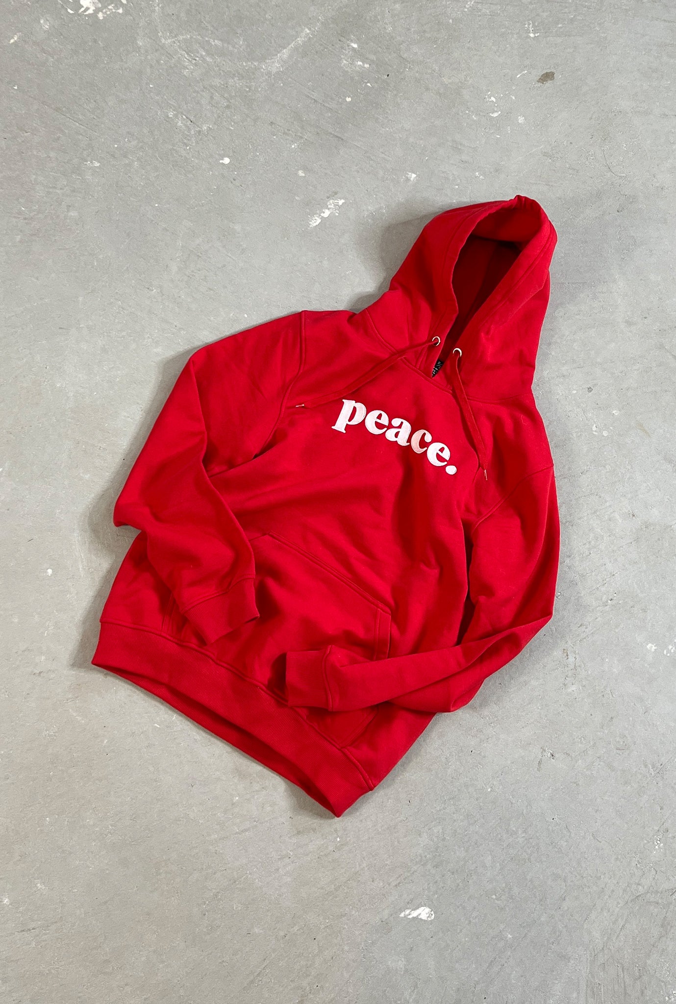 Peace Embroidered Hoodie - Red