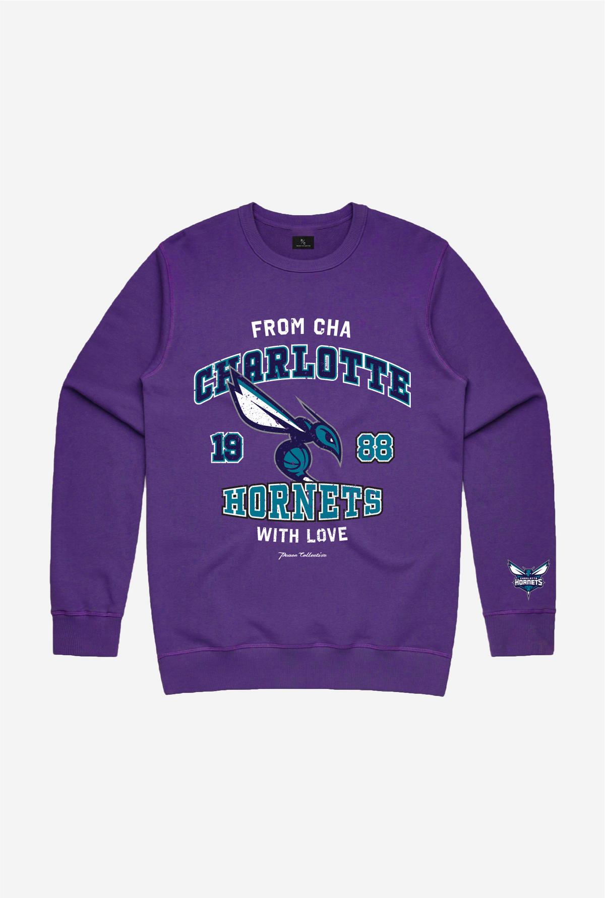 Charlotte Hornets Washed Crewneck - Purple