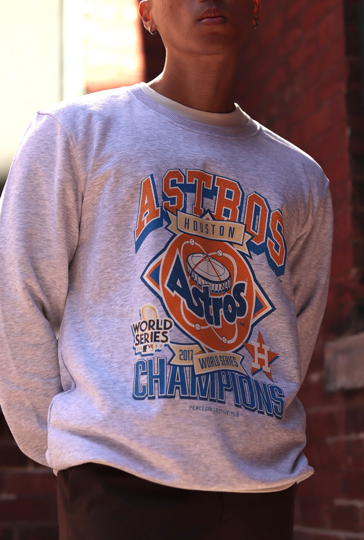 Houston Astros Vintage Cooperstown Collection Crewneck - Ash