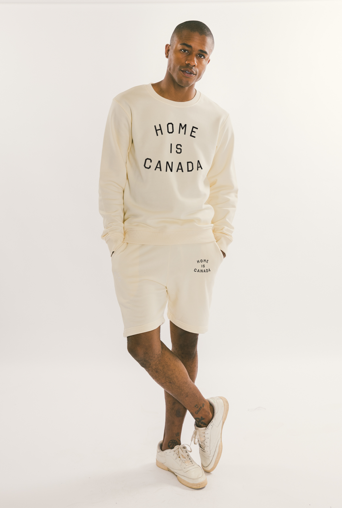 Home is Canada Crescent Fleece Shorts - Ivory