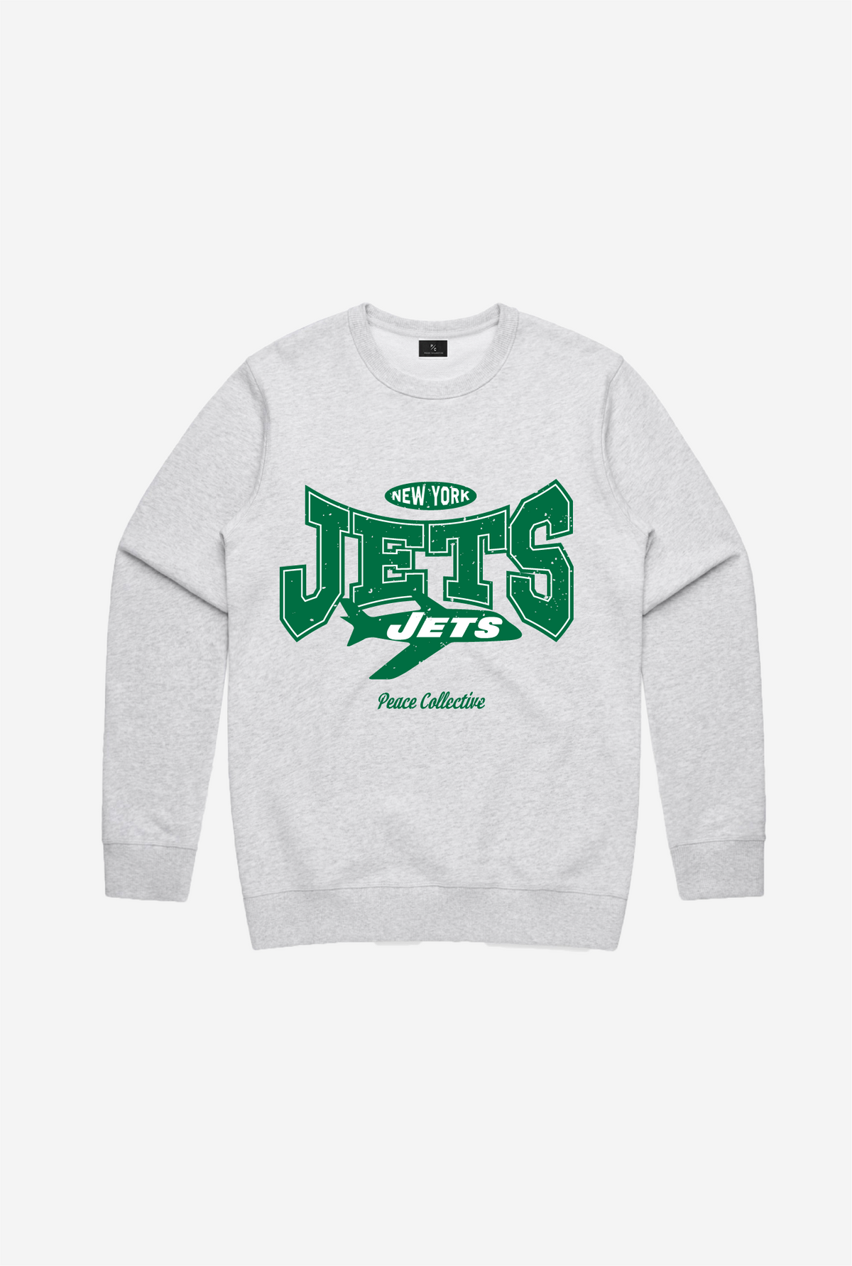 New York Jets Washed Graphic Crewneck - Ash