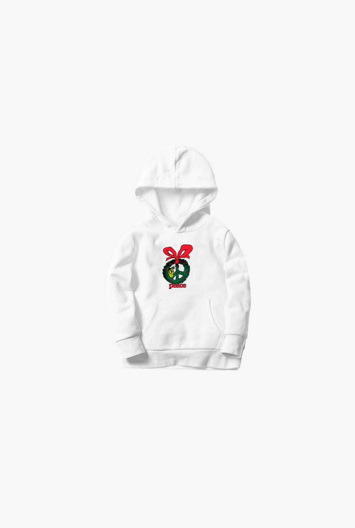 Grinch Peace Sign Kids Hoodie - White