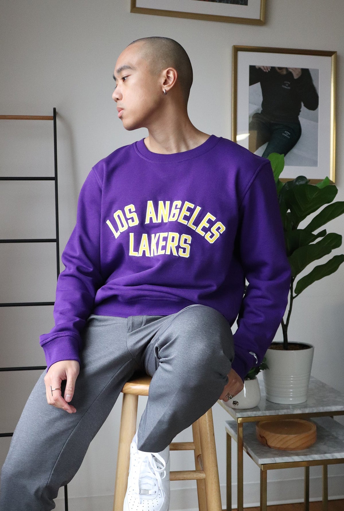 NBA 75th Los Angeles Lakers Collegiate Crewneck - Purple