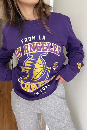 Los Angeles Lakers Washed Crewneck - Purple