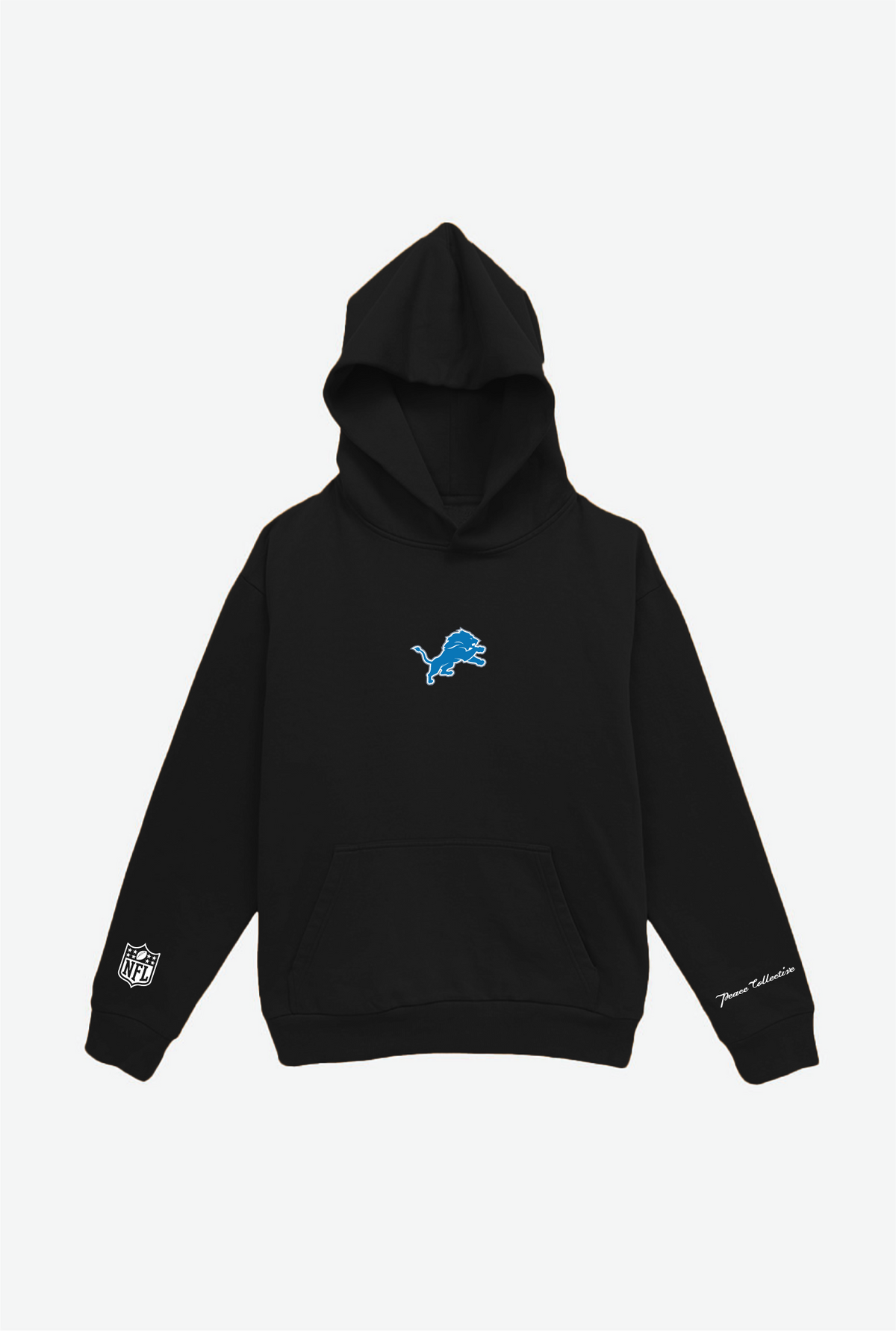 Schwerer Kapuzenpullover mit Logo der Detroit Lions – Schwarz 