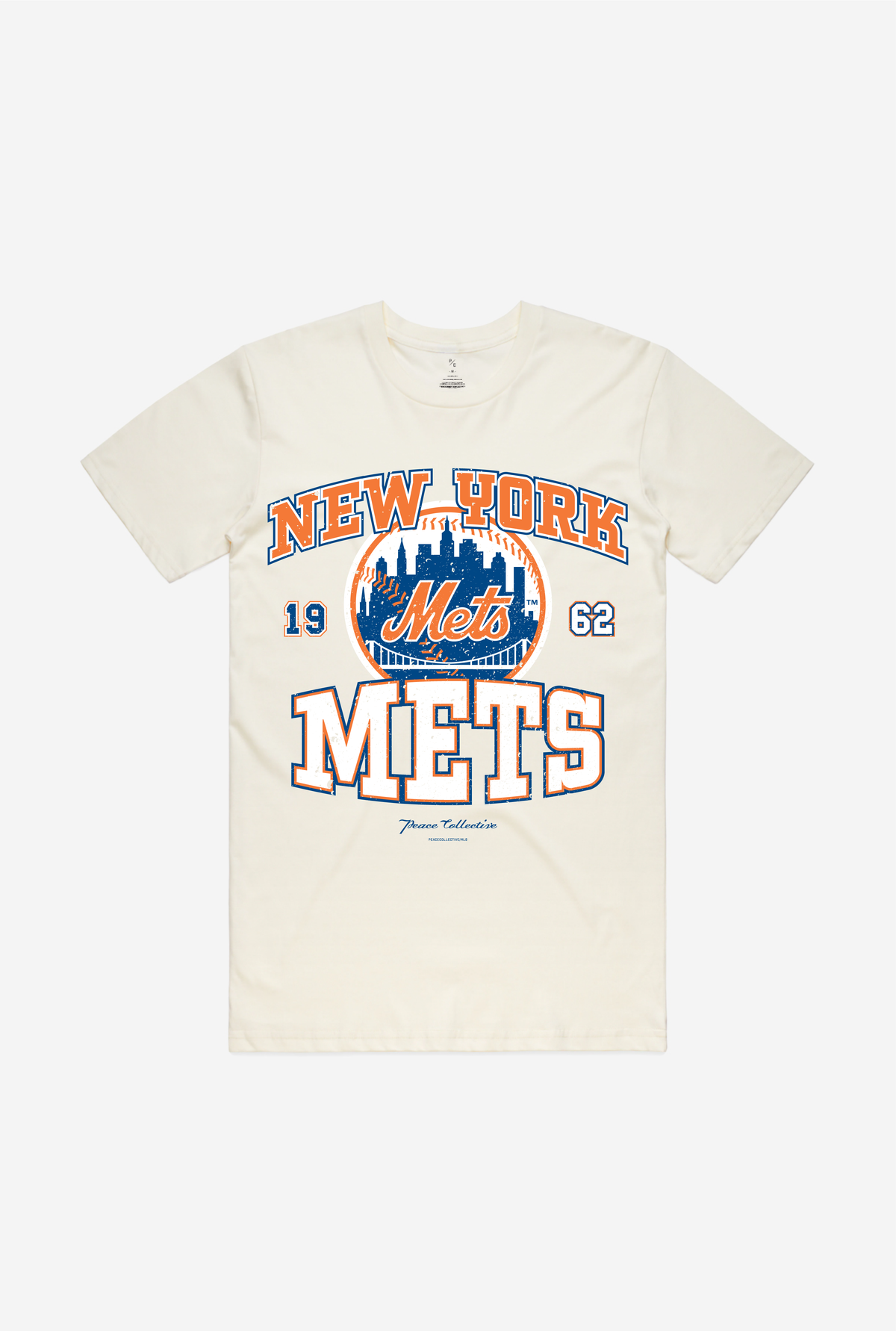 New York Mets Vintage Washed T-Shirt - Ivory