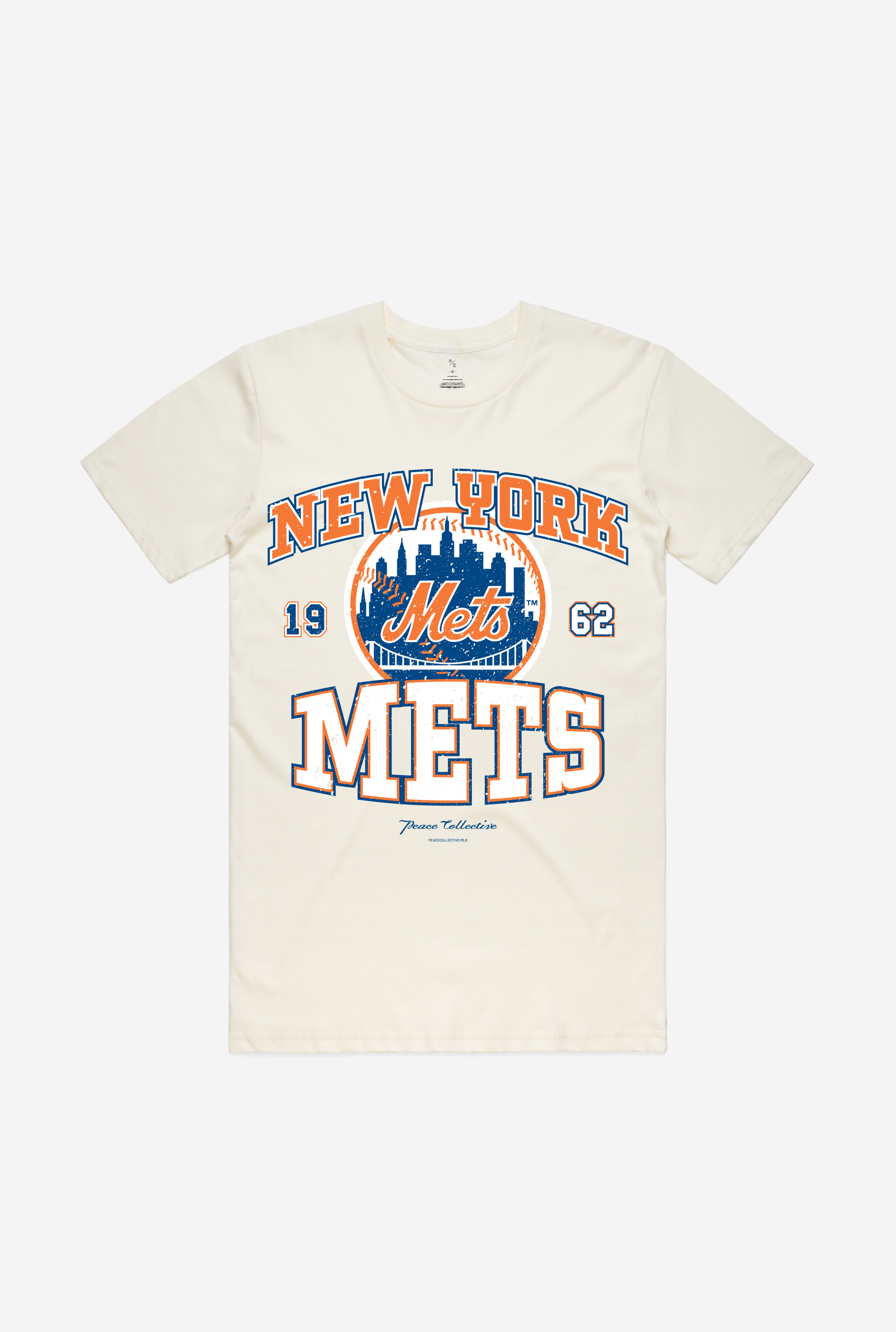 New York Mets Vintage Washed T-Shirt - Ivory