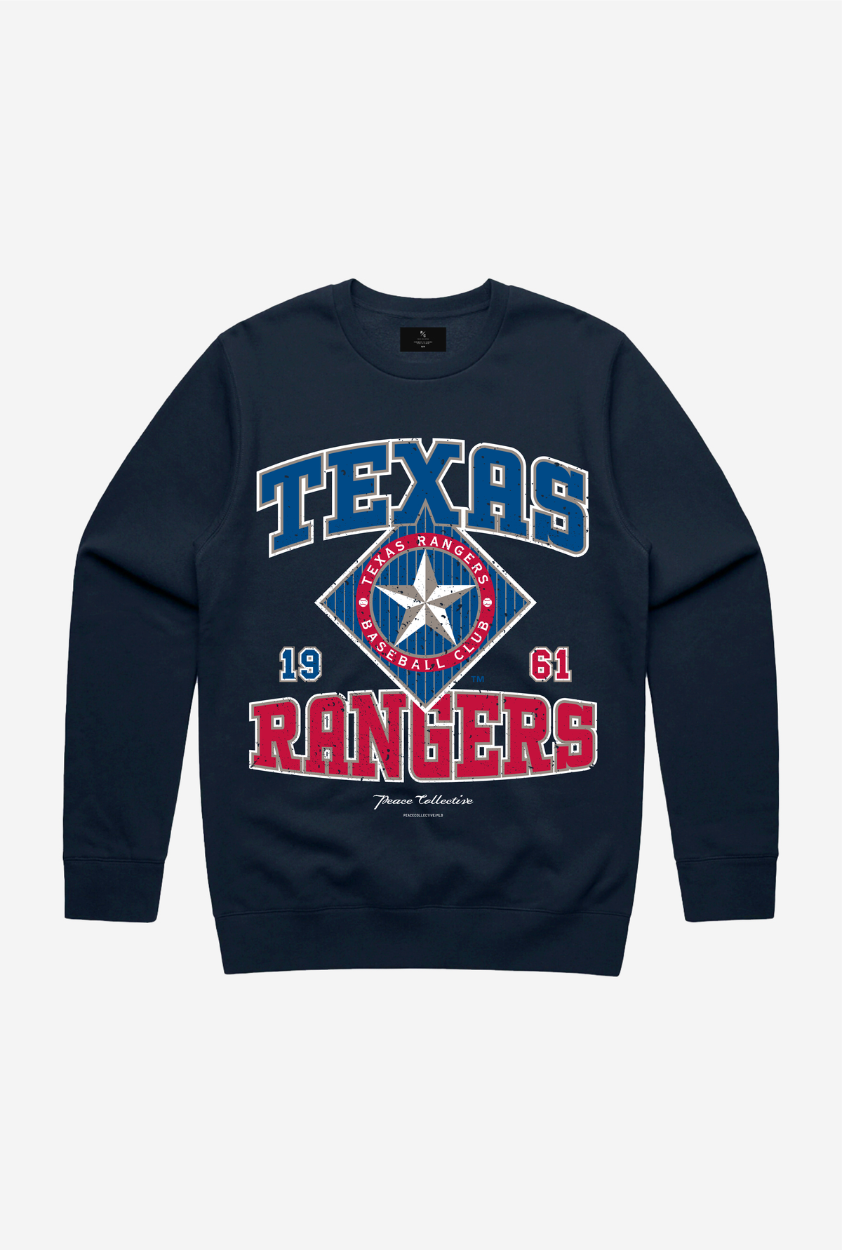 Texas Rangers Vintage Washed Crewneck - Navy