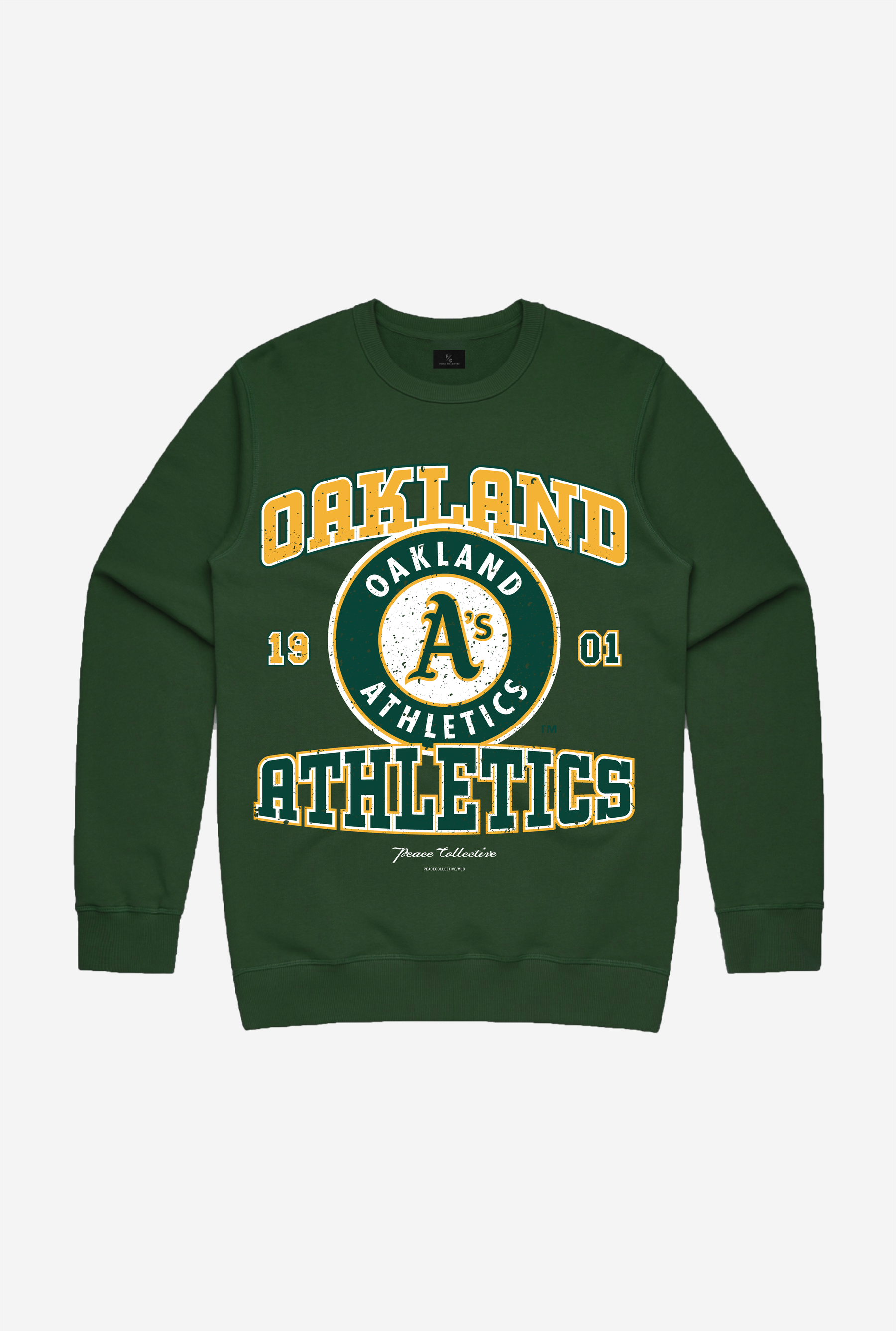 Oakland Athletics Vintage Washed Crewneck - Forest Green