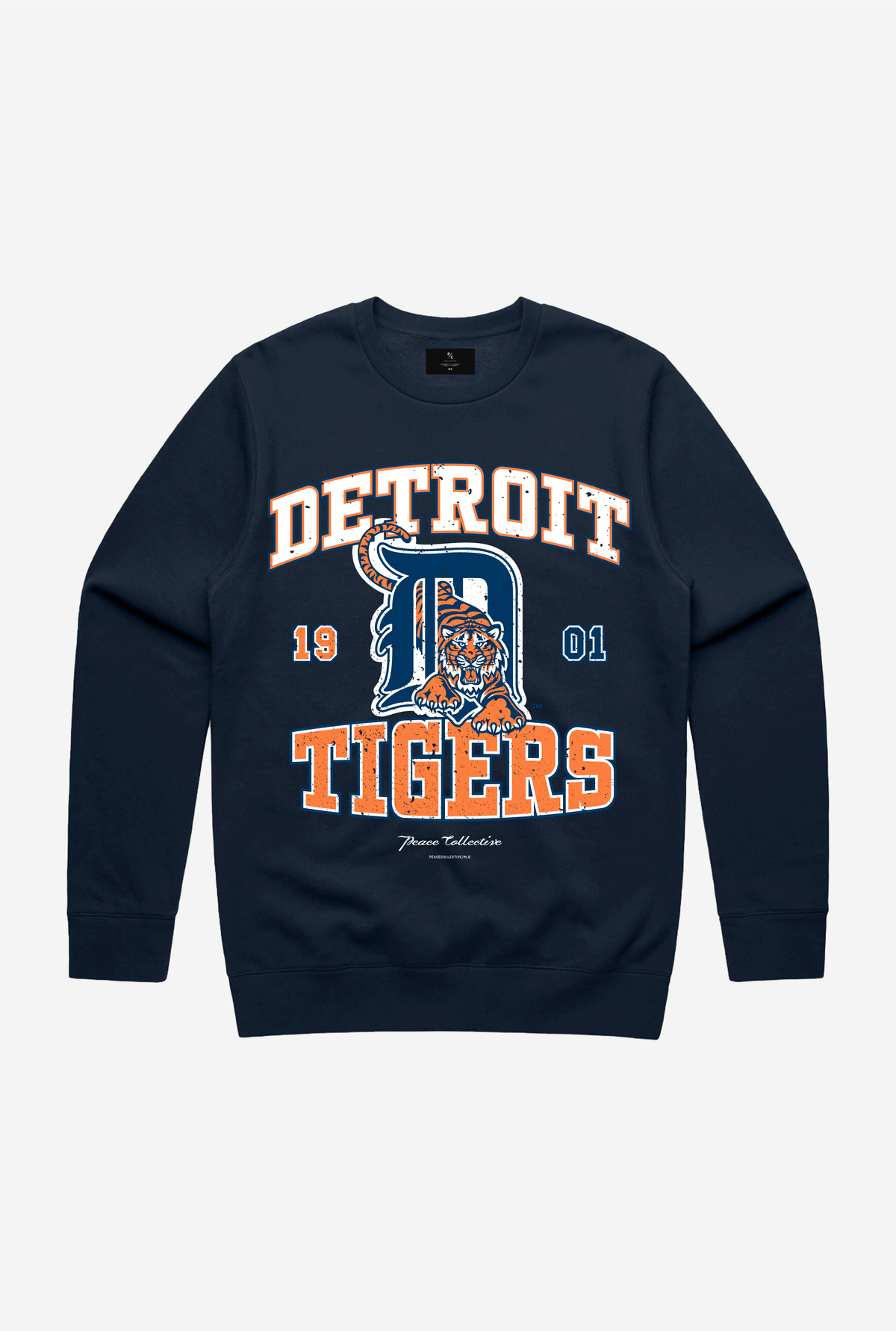 Detroit Tigers Vintage Washed Crewneck - Navy