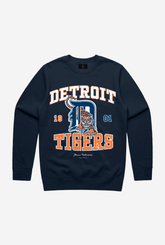 Pull ras du cou délavé vintage des Detroit Tigers - Bleu marine