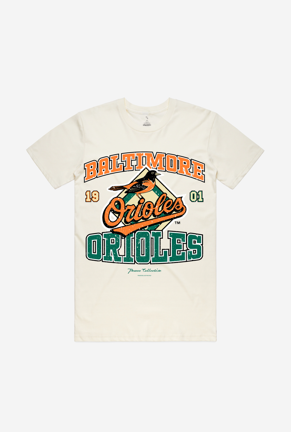 Baltimore Orioles Vintage Washed T-Shirt - Ivory