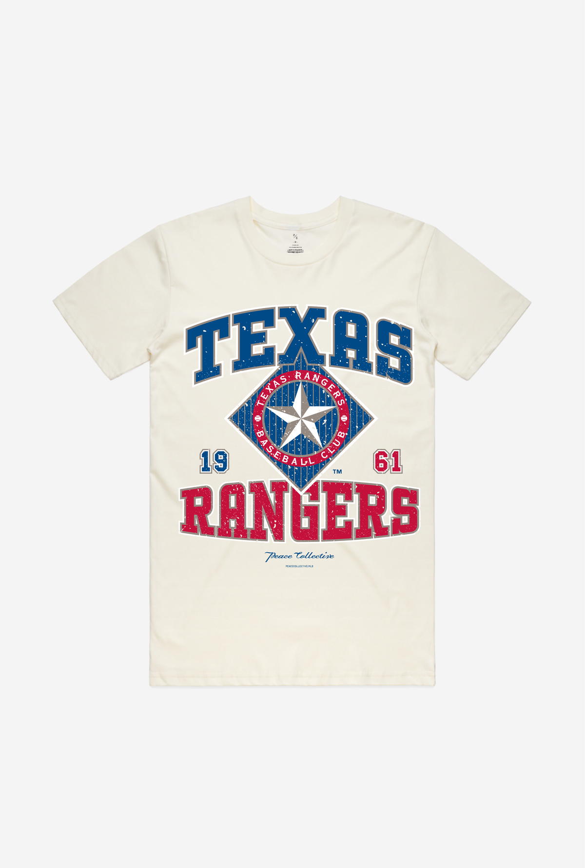 Texas Rangers Vintage Washed T-Shirt - Ivory
