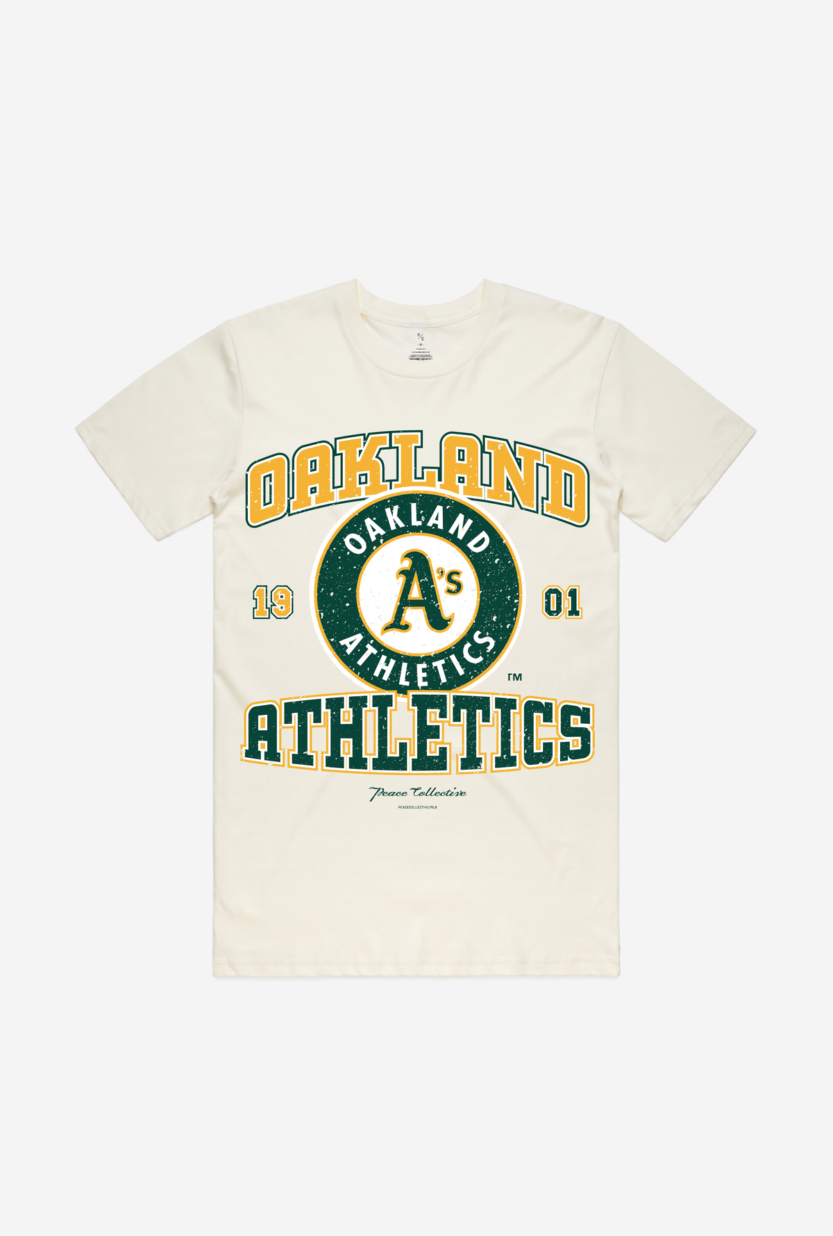 T-shirt délavé vintage des Oakland Athletics - Ivoire