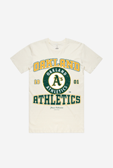 T-shirt délavé vintage des Oakland Athletics - Ivoire