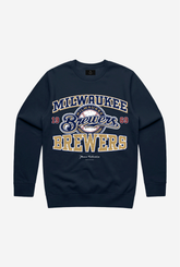 Milwaukee Brewers Vintage Washed Crewneck - Navy